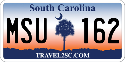 SC license plate MSU162
