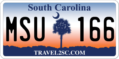 SC license plate MSU166