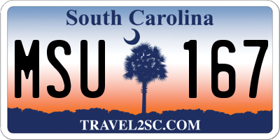 SC license plate MSU167