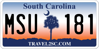 SC license plate MSU181