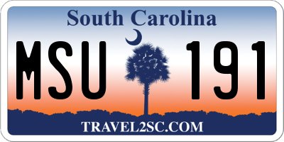 SC license plate MSU191