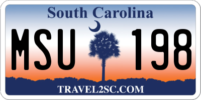 SC license plate MSU198