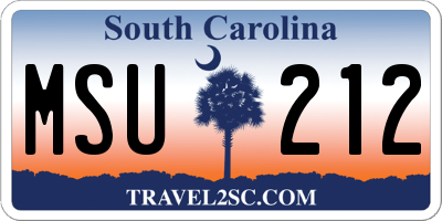 SC license plate MSU212
