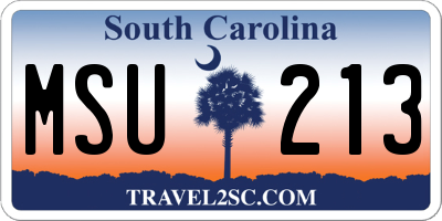 SC license plate MSU213