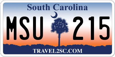 SC license plate MSU215