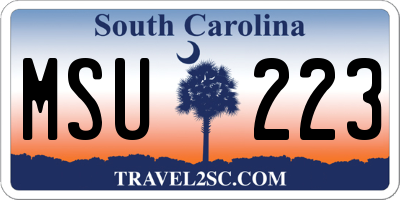 SC license plate MSU223