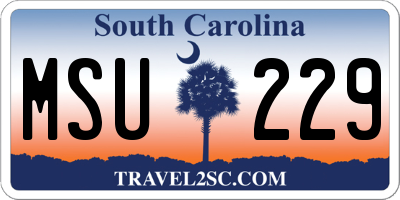 SC license plate MSU229