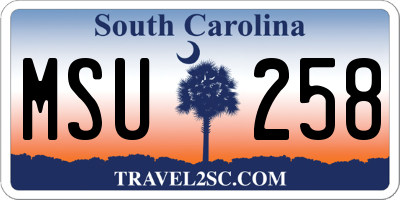 SC license plate MSU258