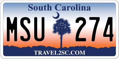 SC license plate MSU274
