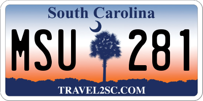 SC license plate MSU281