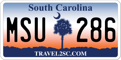 SC license plate MSU286