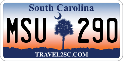 SC license plate MSU290