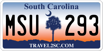SC license plate MSU293