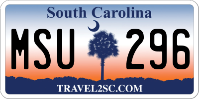SC license plate MSU296