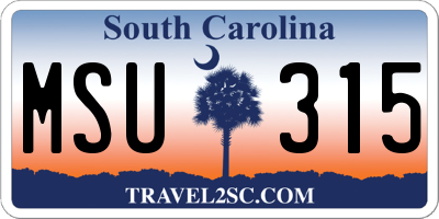 SC license plate MSU315