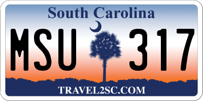 SC license plate MSU317