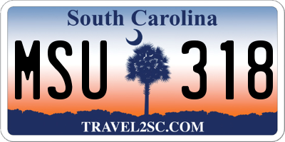 SC license plate MSU318