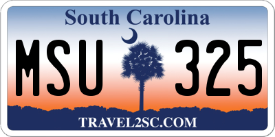 SC license plate MSU325