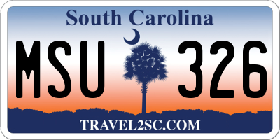 SC license plate MSU326