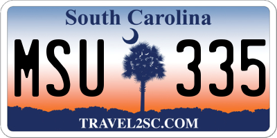 SC license plate MSU335