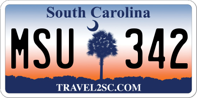 SC license plate MSU342