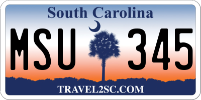 SC license plate MSU345