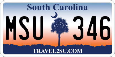SC license plate MSU346