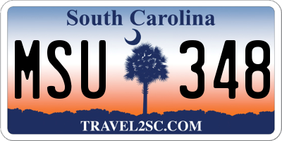 SC license plate MSU348