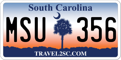 SC license plate MSU356
