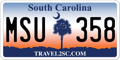 SC license plate MSU358