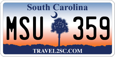 SC license plate MSU359