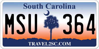 SC license plate MSU364