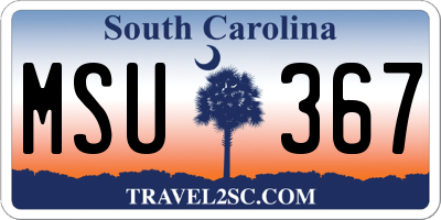 SC license plate MSU367