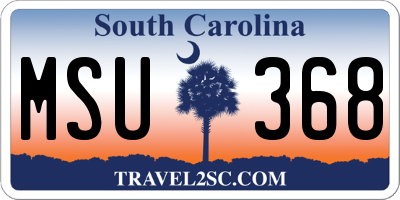 SC license plate MSU368