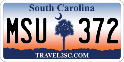 SC license plate MSU372
