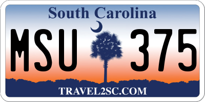 SC license plate MSU375
