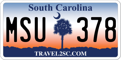 SC license plate MSU378