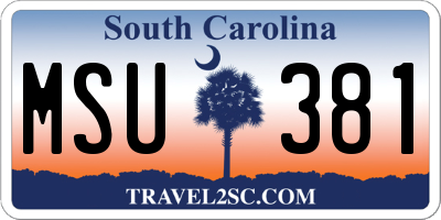 SC license plate MSU381