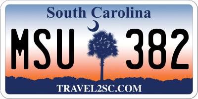 SC license plate MSU382