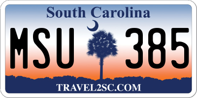 SC license plate MSU385