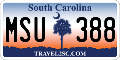 SC license plate MSU388