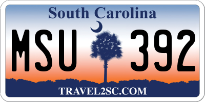 SC license plate MSU392