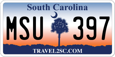 SC license plate MSU397