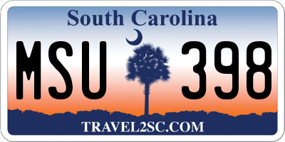 SC license plate MSU398
