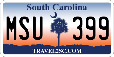 SC license plate MSU399