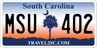 SC license plate MSU402