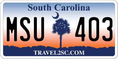 SC license plate MSU403