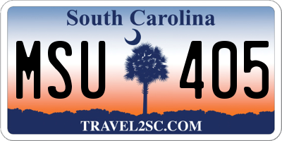 SC license plate MSU405