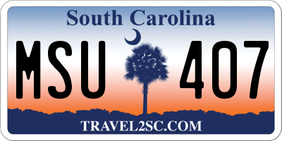 SC license plate MSU407