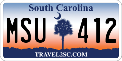 SC license plate MSU412